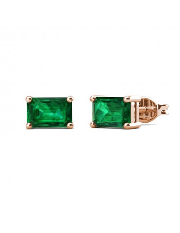 Rectangle Stud Emerald Earrings