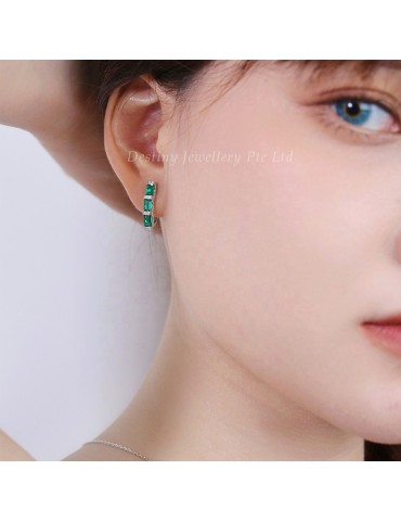 Unique Hoop Emerald Earrings