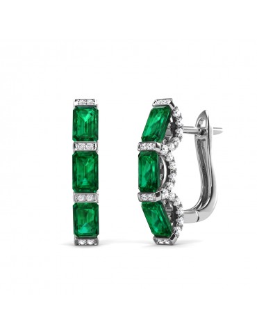 Unique Hoop Emerald Earrings
