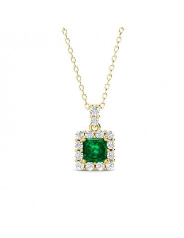 Squarish Bloom Emerald Pendant