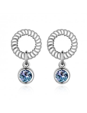 Round Dangling Alexandrite Earrings