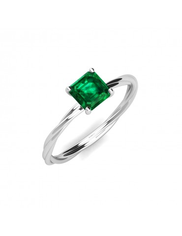 Twist Square Emerald Ring