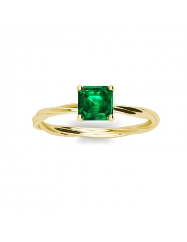 Twist Square Emerald Ring