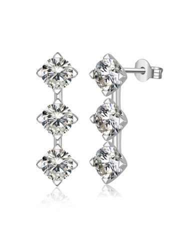 Moissanite Diamond Triple Diamant Earrings